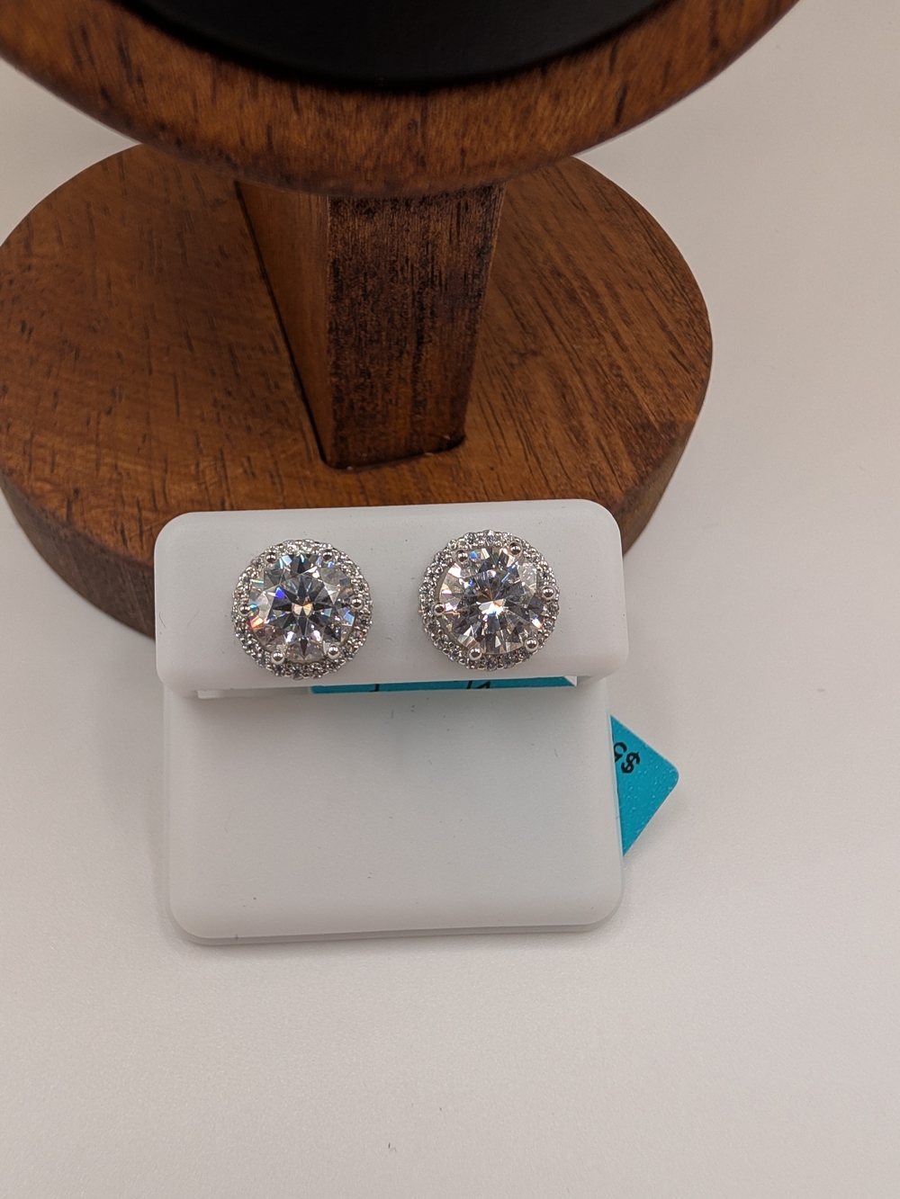 Sterling Silver Moissanite Halo Stud Earrings 4.36 CTTW VVS1